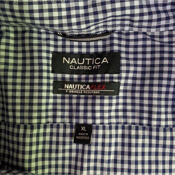 Nautica Checkered Collar Button Down Shirt Classic Fit Size XL - Picture 5 of 7